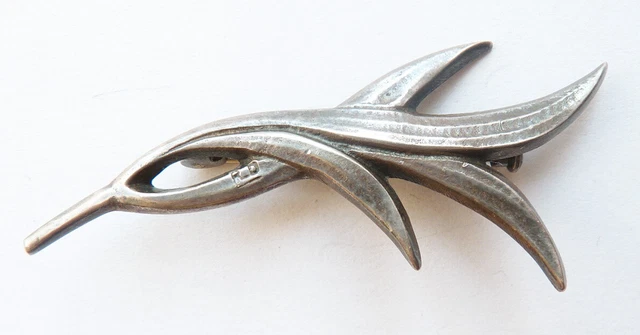 Broche Ancienne Métal Argenté Art Déco/Nouveau - Lettre D - Créateur