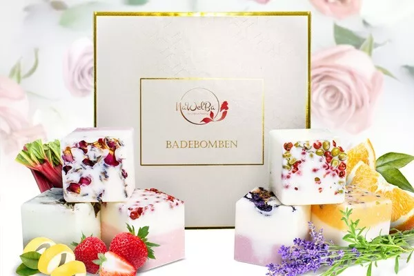 Vegane Badekugeln 6 Düfte Geschenkset Badebombe Badezusatz  Badewürfel Handmade