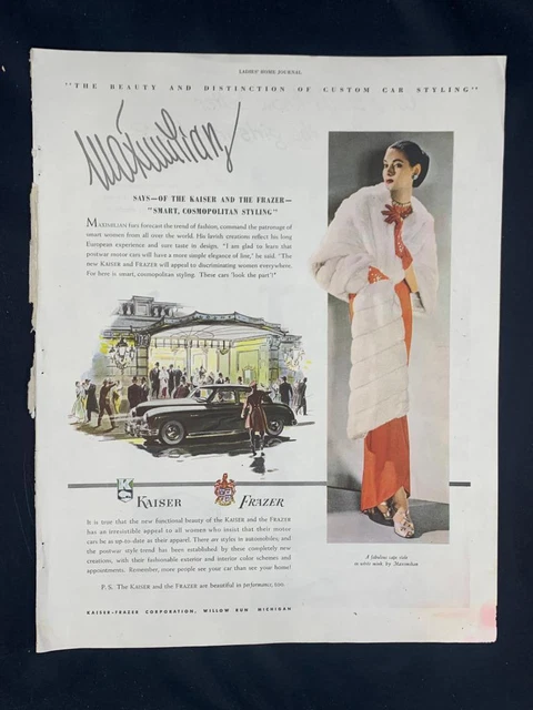 Magazine Ad* - 1947 - Kaiser-Frazer - Maximilian fashions