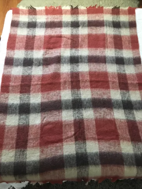 Vintage Hudsons Bay Company Made In Scotland 100% Mohair Blanket Plaid Tartan