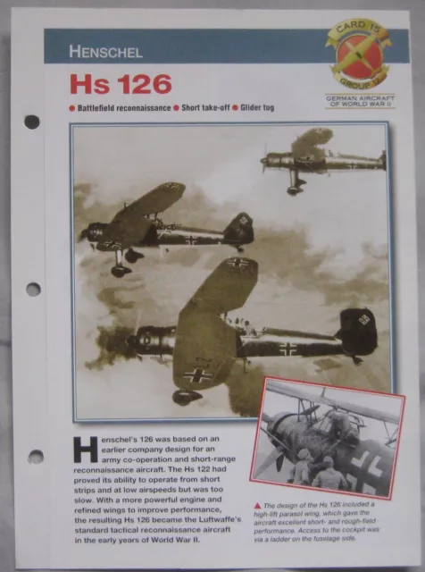 Aircraft of the World Card 15 , Group 12 - Henschel Hs 126