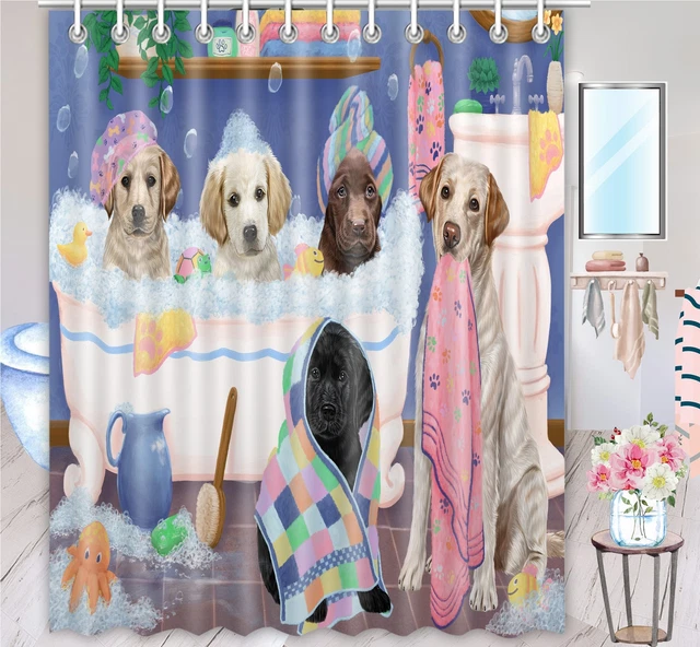 Halloween Labrador Retriever Dog Shower Curtain Bathtub Screen Personalized Hook