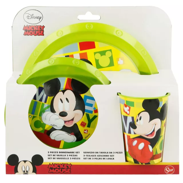 Set colazione 3 pezzi Disney Mickey Mouse piatto bicchiere e scodella asilo 3276