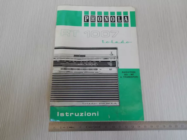 Manuale Uso Originale Phonola Toledo Rt 1007 Anno 1972