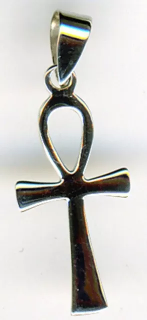 925 Sterling Silver Small  Plain Ankh Pendant    Length 35 x 13mm including bail