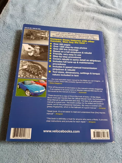 Mazda MX5 1.6 Miata Enthusiasts Workshop Manual by Rod Grainger VGC FREE POST 2