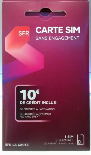 carte sim   SFR  sans engagement 10 € credit inclus