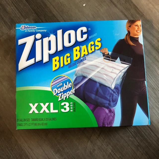Ziploc Big Bags with Double Zipper 20 Gallon Size XXL 3 Count