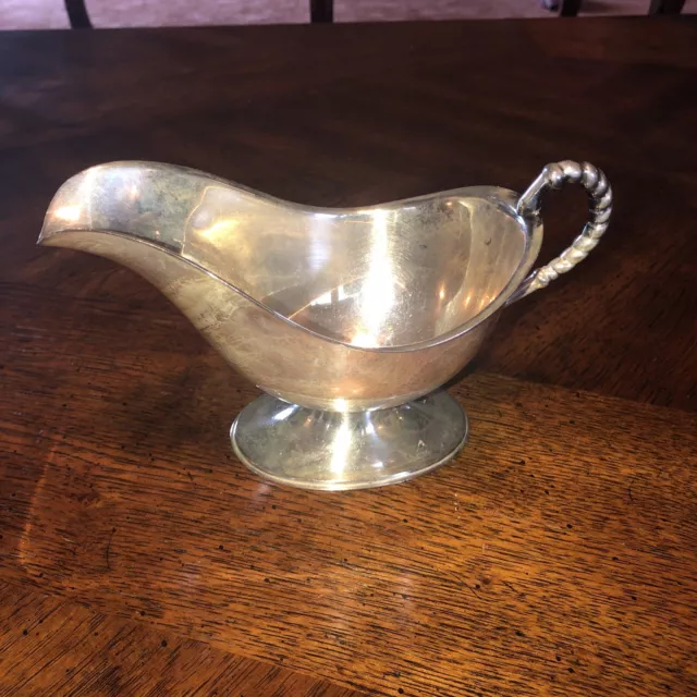 Antique Wm.Rogers Gravy Boat Silverplate on Copper. High Shine.