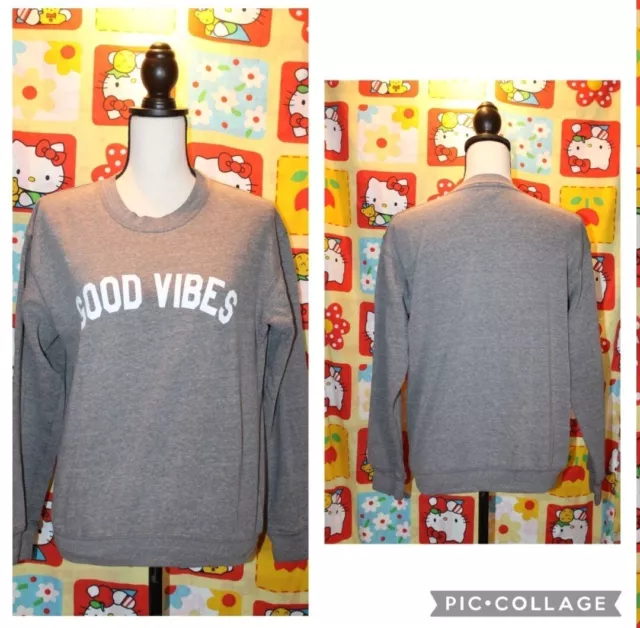 Sub Urban Riot Good Vibes Gray Crewneck Sweatshirt Womens Size Small