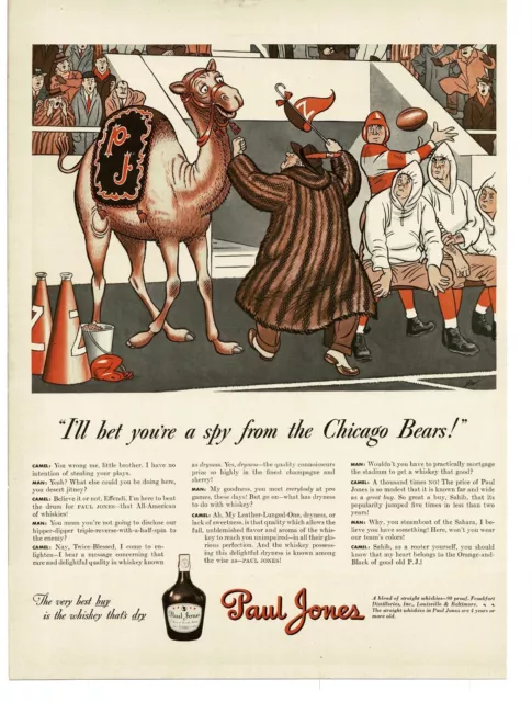 1941 Paul Jones Whiskey Camel Football Game James Williamson art Vintage Ad