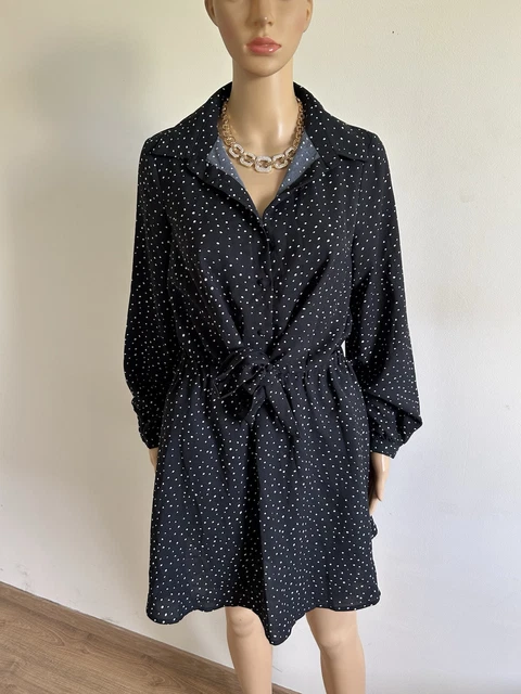 Robe LolaLiza Taille 34 - Noire à Pois Blancs - Longueur Genou - Neuf Sans étiquettes