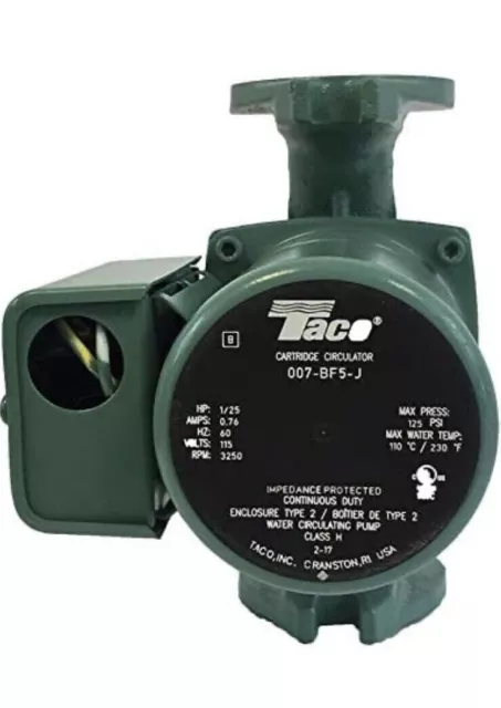 NEW Taco 007-BF5-J / 007-F5 Circulator Pump With Long Life Bronze Cartridge