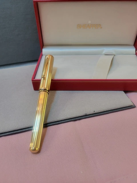 Stylo Plume SHEAFFER USA, Plaqué Or 23 Carats, Occasion En état Correct - Recharge Cartouche