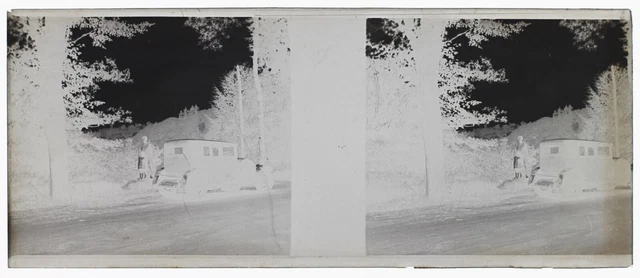Voiture ancienne c1930 Photo NEGATIVE Plaque de verre Stereo Vintage V34L5n