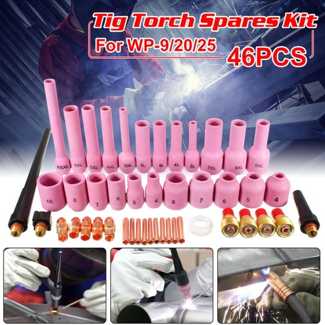 46Pcs TIG Gas Lens Collet Body Assorted Kit For TIG Welding Torch SR WP9 20 25