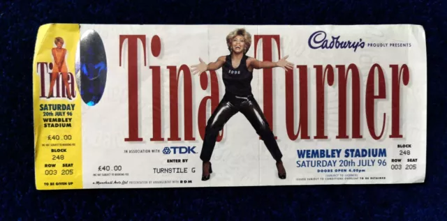 Tina Turner Wembley Concert ticket, Unused, Intact