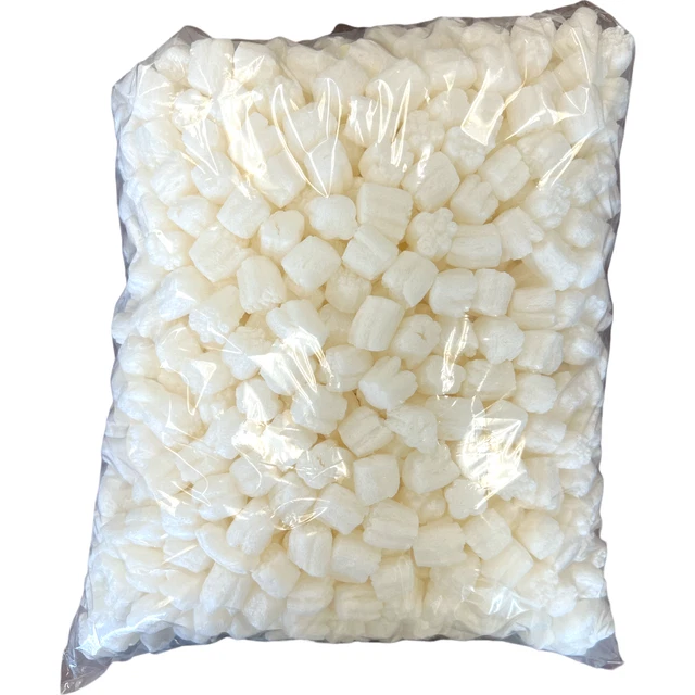 Funpak Packing Peanuts White Puffy Cloud Shape Minipack .6 Cu Ft Biodegradable