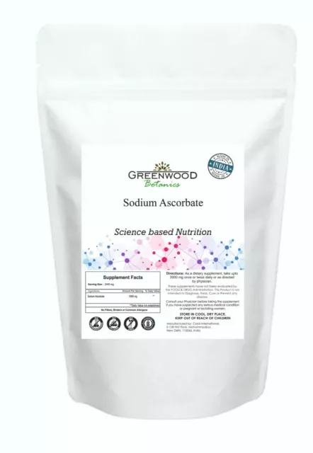 Sodium Ascorbate Vitamine C Greenwood Botanics Haut Puissance 500 GM / 0.5kg