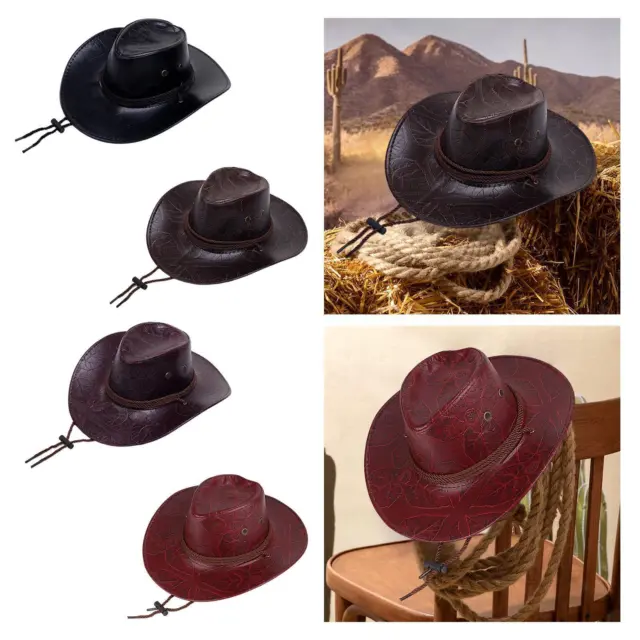 Cappello da cowboy Cappelli in pelle PU durevole Accessorio per costumi