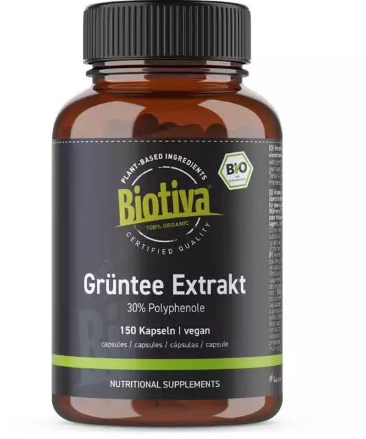 Grüntee Extrakt Bio (150 Kapseln) Biotiva (199,87 EUR/kg)