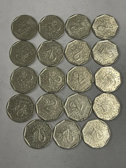 Lot de 19 Pièces de 2 Francs Semeuse de 1981.