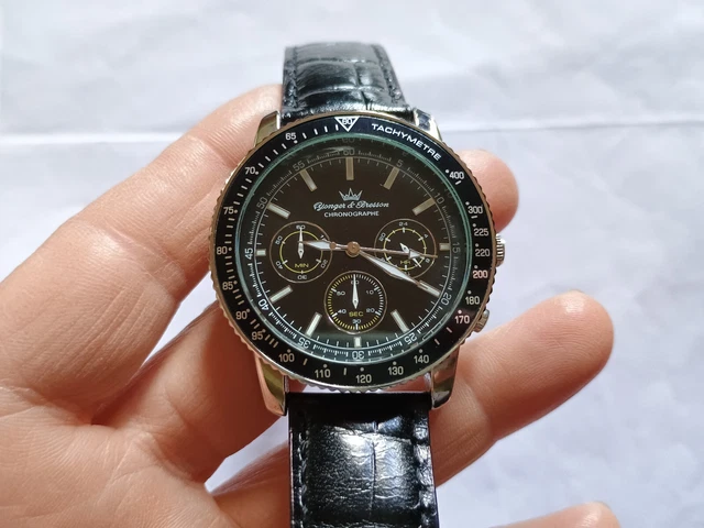 YONGER ET BRESSON Montre Chronographe Quartz Acier Bracelet Cuir