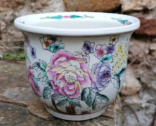 ancien Cache-Pot miniature en Porcelaine de Chine pour Bonsaï