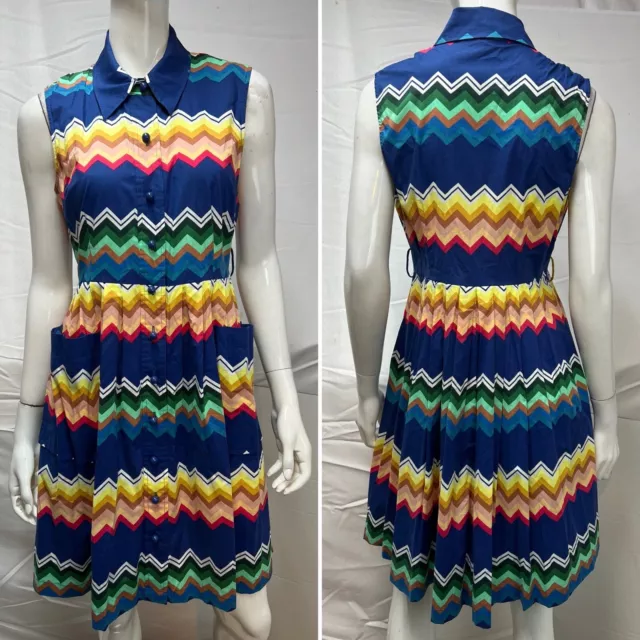 Plenty By Tracy Reese 8P Pleated Chevron Amy Zig-Zag Shirt Dress Anthropologie