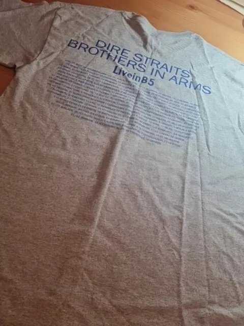 Vtg Grey DIRE STRAITS Tshirt, Brothers In Arms Livein85, Large