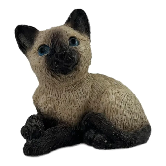 Stone Critters Siamese Cat 2 Inch Textured Vintage Ceramic Figurine