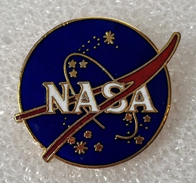 Vintage NASA Logo Insignia Meatball Lapel Pin Enamel & Gold Tone Butterfly Clasp