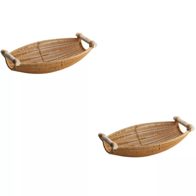 2 Pieces Egg Basket Boat Shaped Wicker Knitting Manual Household