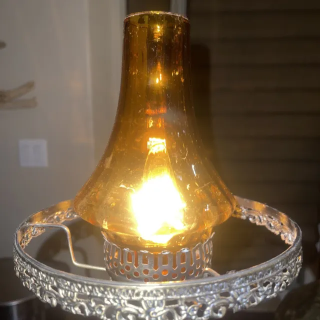 Hurricane shade for lamps Amber heavy a glass 11 in stock