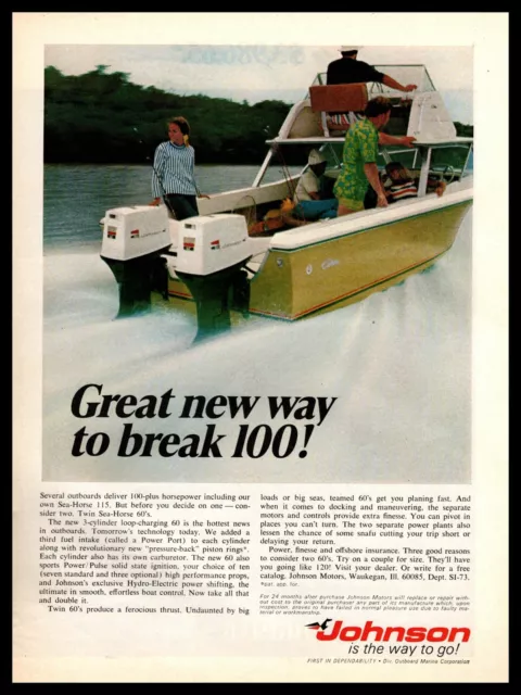 1970 Johnson Sea Horse 115 Boat Motor Outboard Marine Waukegan Illinois Print Ad
