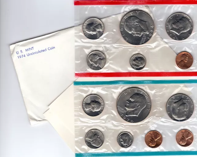 US Mint Set - 1974 - Uncirculated - PDS - OGP Envelope - 13 Coins Sealed