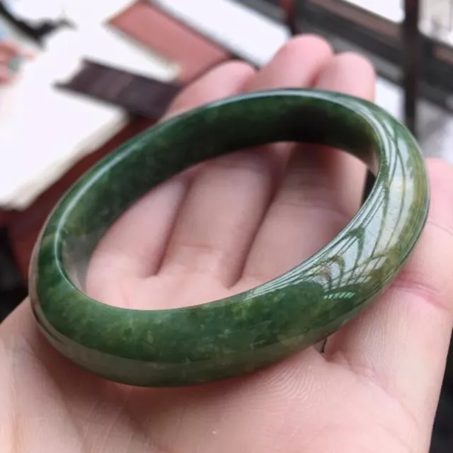 AAA Chinese Green Jade Beautiful Bangle Hand-Carved Bracelet 54mm-64mm