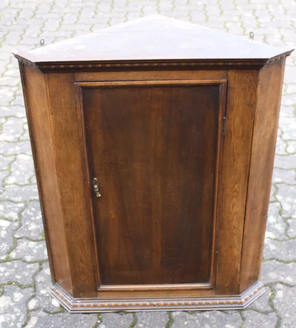 Antique Corner Wall Cabinet, Dark Wood possibly Oak