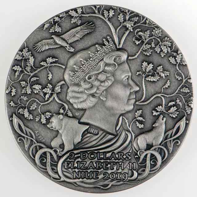 2019 Niue $2 SVETOVID Slavic Gods Antique Finish 2oz Silver Coin 3
