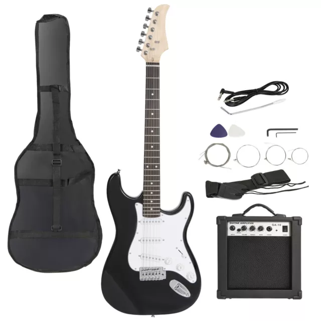 39" Full Size Electric Beginner Guitar w/Amp,Case, Accessorieses Pack Black/Blue