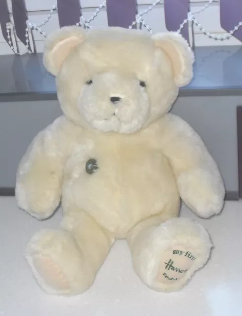 Harrods Of Knightsbridge My First Teddy Bear Soft & Cute Green Button On Chest