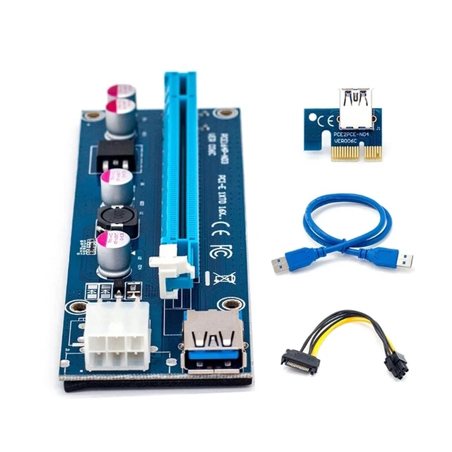 PCI-E  PCIE Extension Cable GPU PCI-E 1X to 16X Extender  15Pin to 6pin