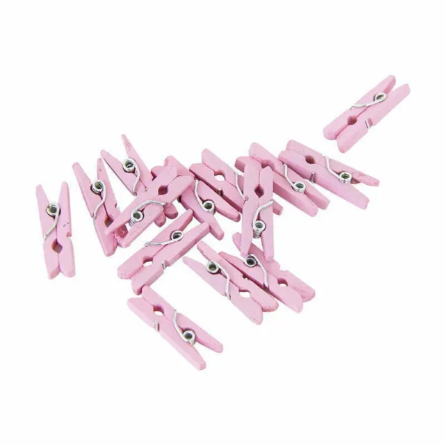 Mini Wooden Pegs x 24 Pink Craft Supplies Photos Baby Shower Party Decorations