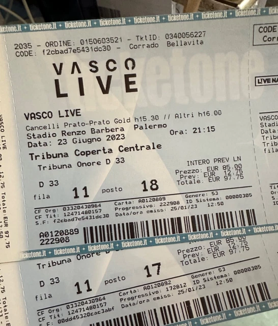 biglietti concerto vasco rossi 2023 Palermo 23/06/2023