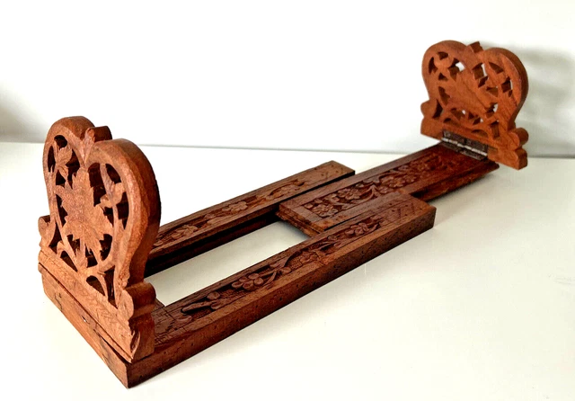 Decorative Book Ends Hand Wood Carved Folding Expanding