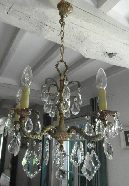 Lustre Plafonnier à Pampilles Vintage – Pour Salon Ou Salle à Manger