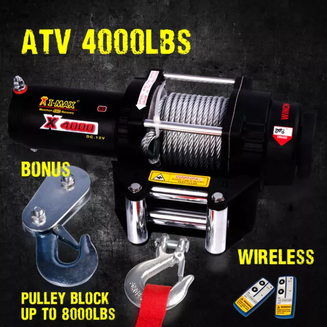 12V Wireless 4000LBS / 1814KGS Electric Winch for ATV 4WD BOAT