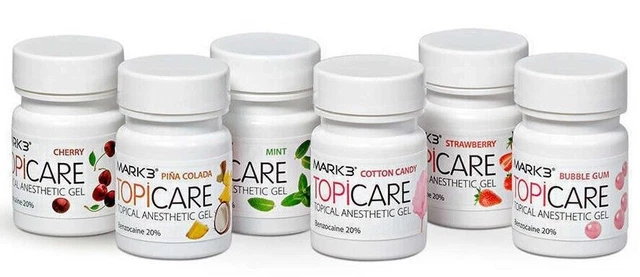 Mark3 Topicare 20% Benzocaine 1 Oz. Topical Anesthetic Gel Bubble Gum, 20 Pack