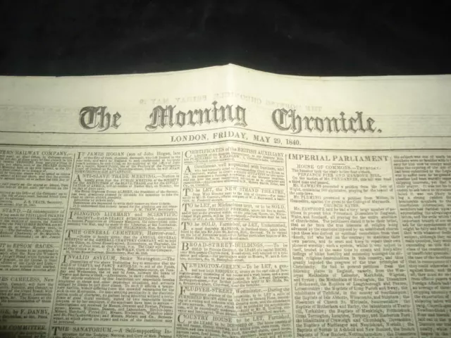 1840 Morning Chronik Antik Zeitung Tod Admiral Herr Sidney Smith Marine