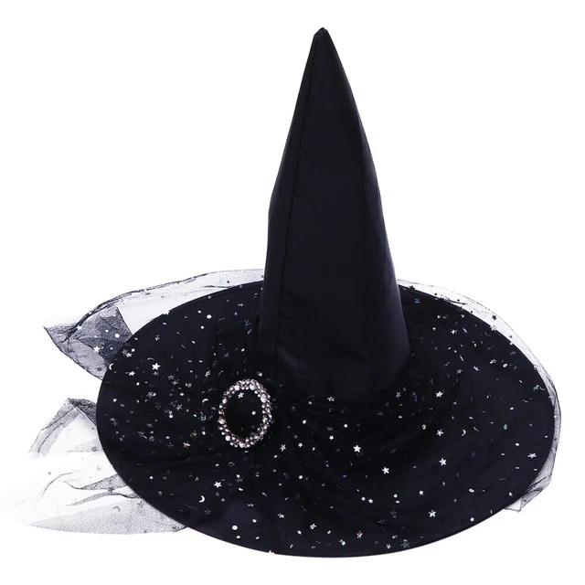 2 pz Halloween Cappello Strega Pizzo Cappello Strega Costume Strega Accessorio Nero